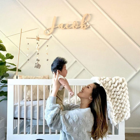 Natural Name Sign in Neutral White Nursery