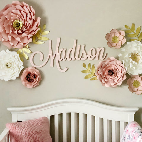 Pink Name Sign for Baby Girl Nursery Over Crib