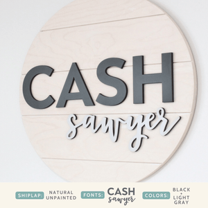 Shiplap Round Name Sign (Instant Font Preview)