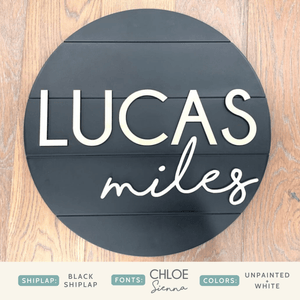 Shiplap Round Name Sign (Instant Font Preview)