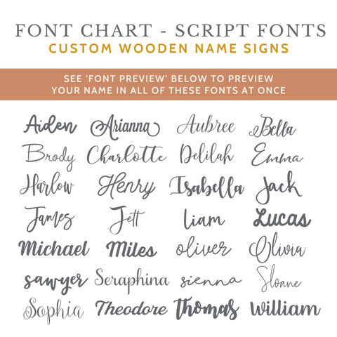 Custom Wood Name Sign - Script Fonts