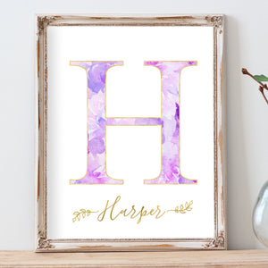 Floral Whimsy - Watercolor Floral Monogram - Personalized Printable