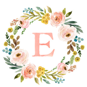 Meadowland Floral Monogram Wreath with Name - Personalized Printable