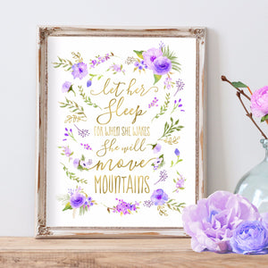 Purple Nursery Art - Lavender Nursery Art - Let Her Sleep