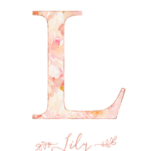Floral Whimsy - Watercolor Floral Monogram - Personalized Print