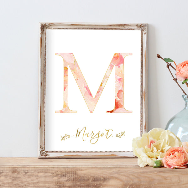 
        Floral Whimsy - Watercolor Floral Monogram - Personalized Print
        