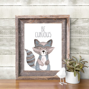 Woodland Collection - Raccoon - Be Curious - Instant Download